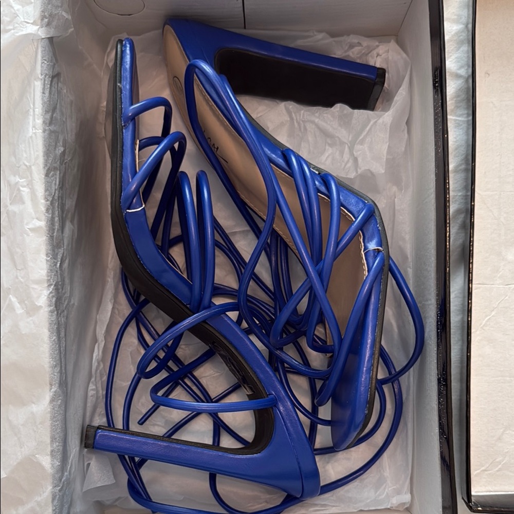 Nasty Gal Blue Heels with Bold Design